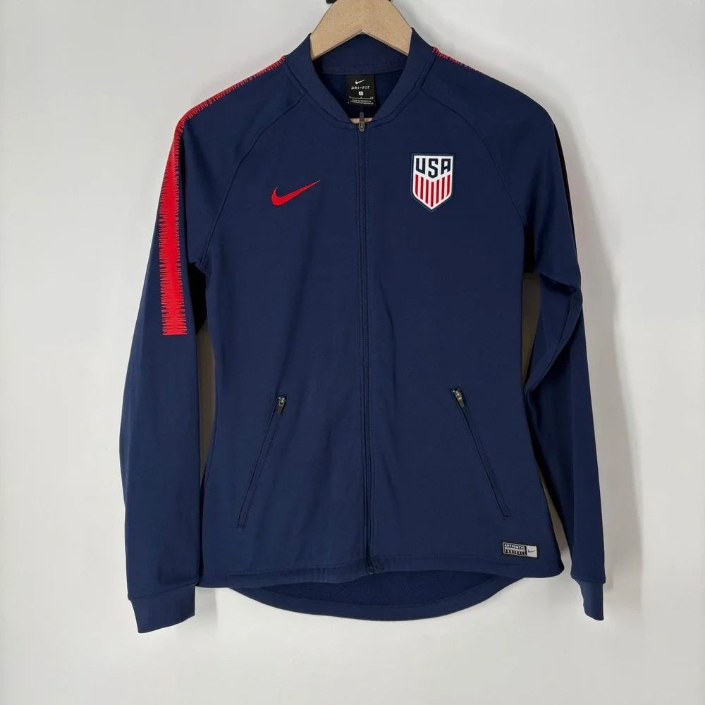 Nike USWNT USA Soccer Dri-FIT Full Zip Anthem Track Jacket Navy Blue Small